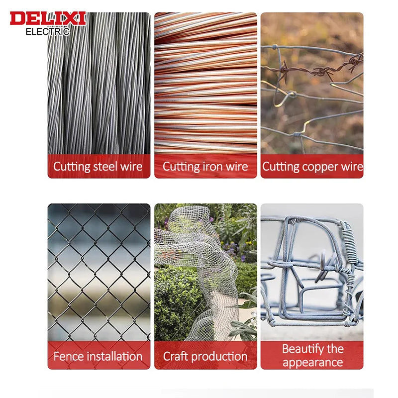 DELIXI – coupe-boulon électrique de marque 8/10 pouces, lame forgée CR-V, outil manuel de coupe avec poignée en caoutchouc, pour chaîne de coupe, fil, Rivets