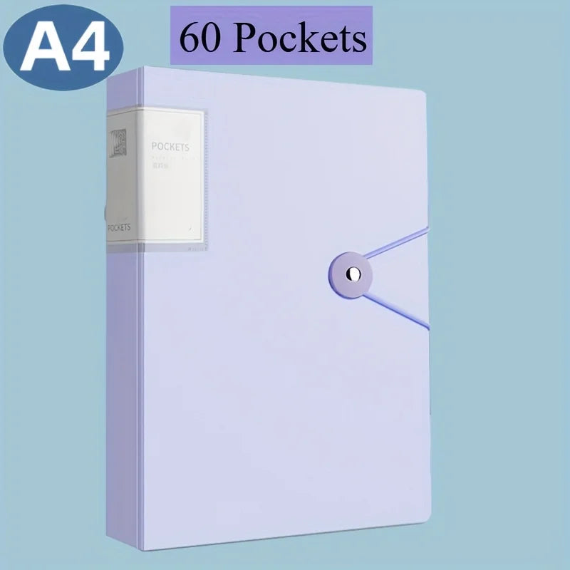 PORTE VUES A4 Durable à 60 poches, haute transparence et étanche,