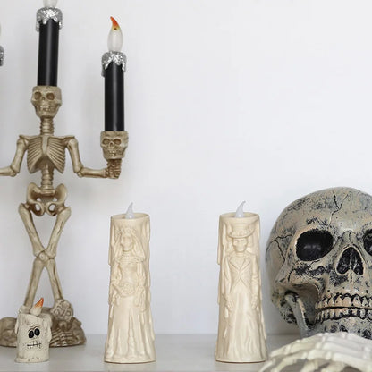 Lumières de crâne d’Halloween, bougies lumineuses LED, décorations effrayantes, accessoires décoratifs, mariée et marié fantômes, ornements de lampe de couple