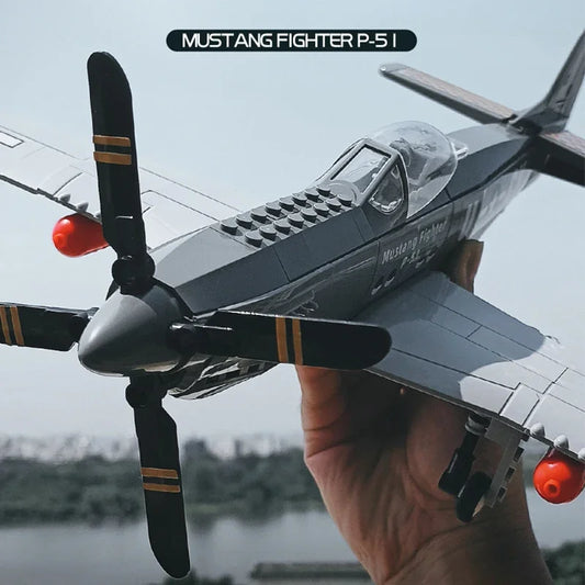 Militaire USA P-51 Mustang combattant Jets modèle blocs de construction avion technique avion MOC armes briques jouets pour cadeaux pour adultes