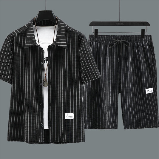 Ensemble chemise à rayures pour hommes, chemise courte, mode décontractée, grande taille 10XL, 11XL, vêtements d'été
