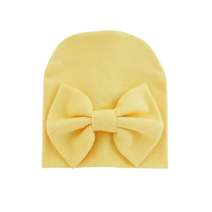 Chapeau avec nœud en coton pour bébé fille, casquette chaude pour nouveau-né, bonnet pour bébé, accessoires solides, 2020