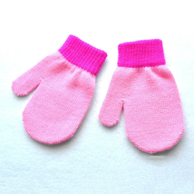 Gants d'hiver chauds pour bébés de 1 à 4 ans, mitaines tricotées en Patchwork, gants à doigts complets pour étudiants de la maternelle