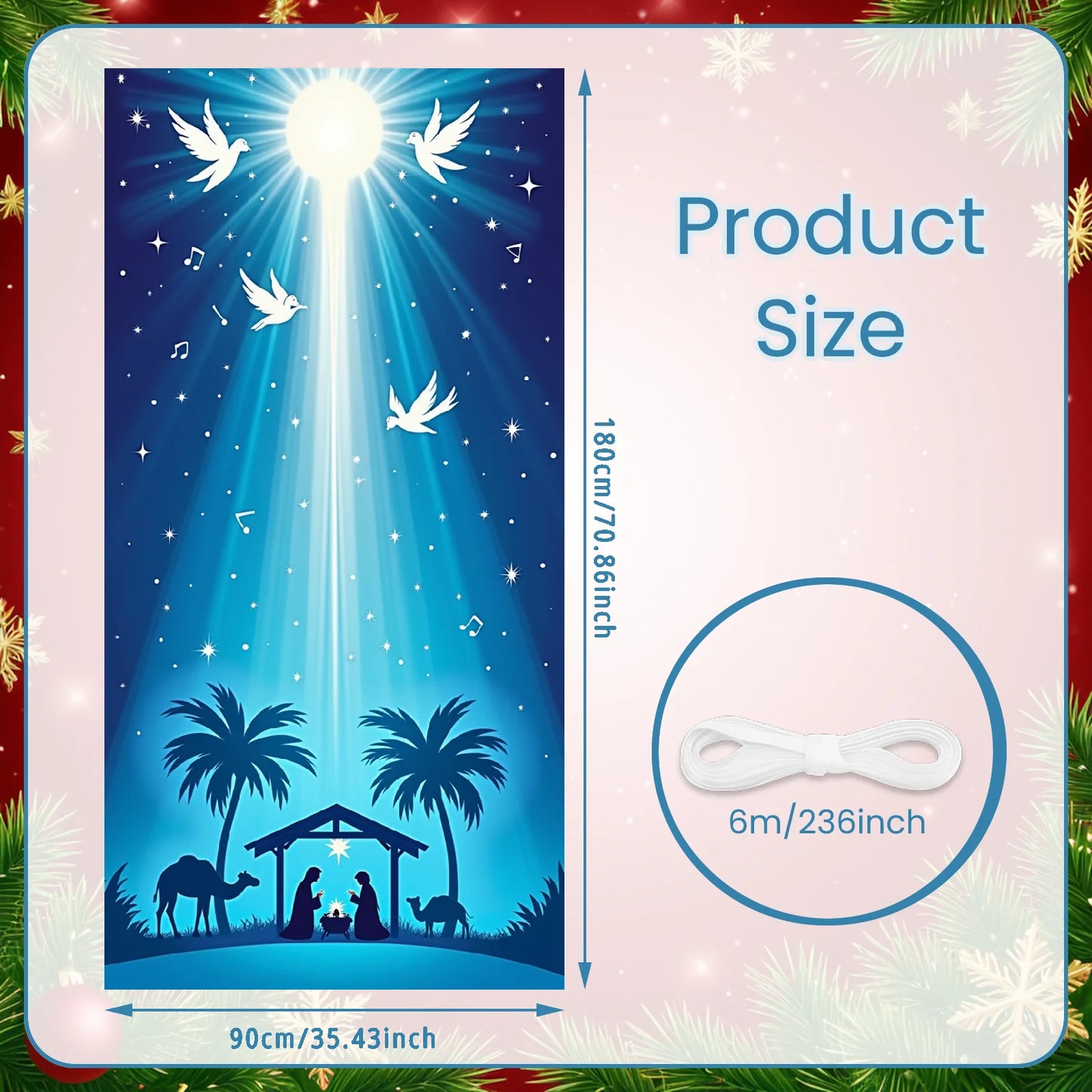 Bannière de Noël Ornements rouges Décoration de vacances Motif de flocon de neige Festivités d'hiver pour la décoration de la maison Célébration de vacances I