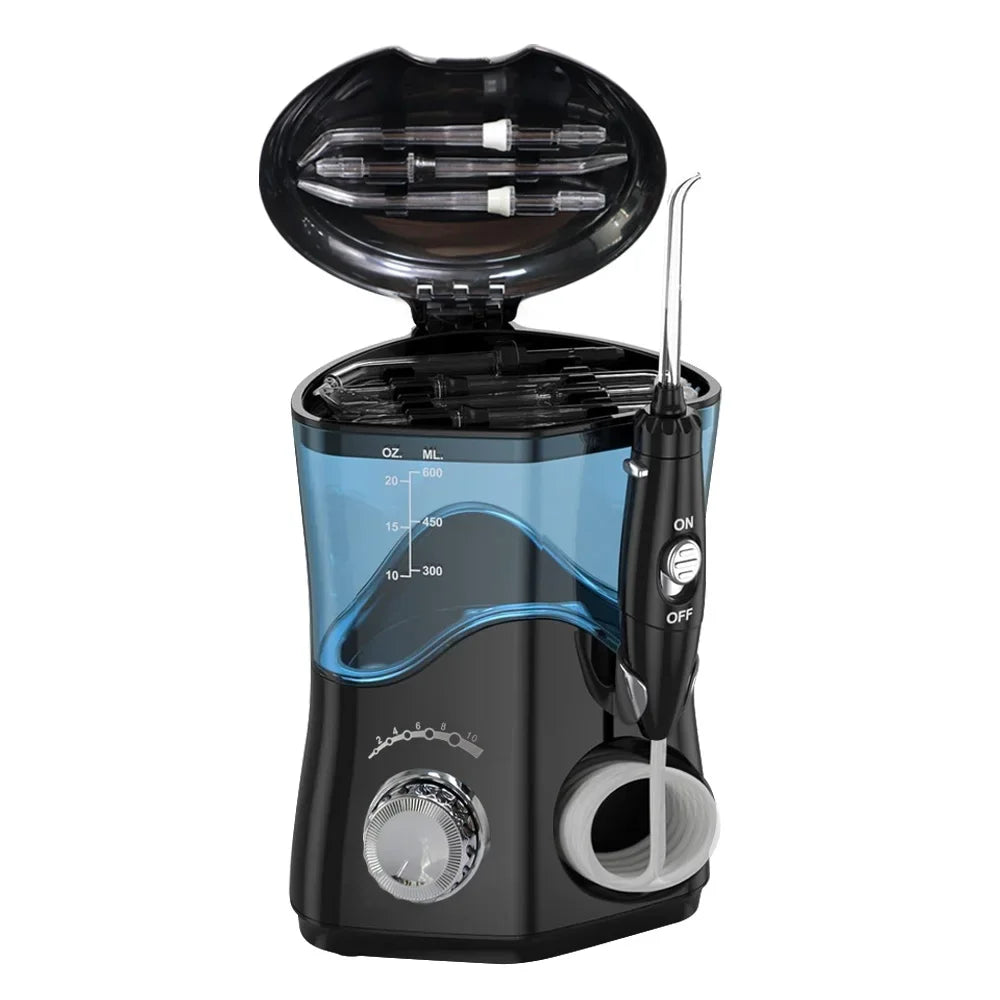 Hydropulseur professionnel 600ML avec 7 buses, irrigateur buccal à haute impulsion pour le blanchiment des dents, les accolades, les Implants, soins des gencives portables