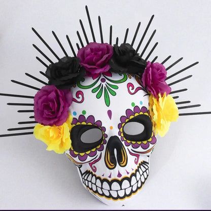 Masque complet du jour des morts pour Halloween, masque complet pour les yeux, masque de fête d'halloween, couvre-chef, masque de crâne tridimensionnel, Cosplay