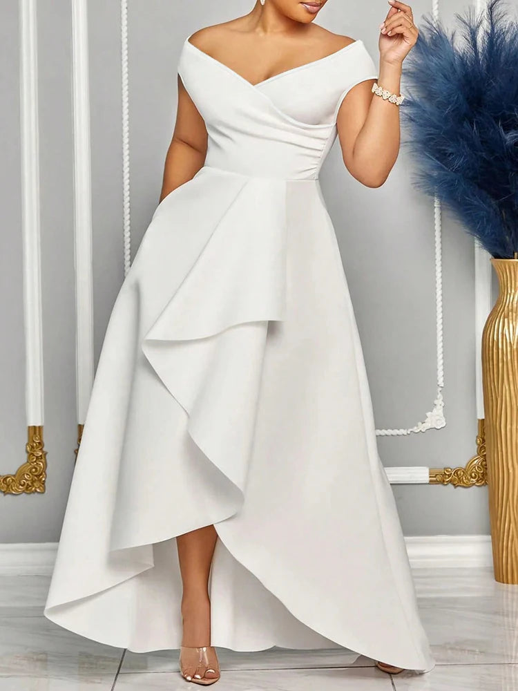 Robe d'été longue pour femmes, épaules dénudées, couleur unie, Maxi, robes de soirée élégantes pour demoiselle d'honneur de mariage, vêtements pour femmes, 2025