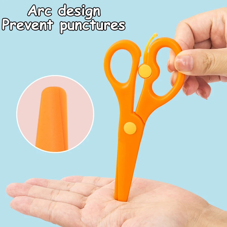 Ciseaux de sécurité de couleur en plastique, Anti-pincement, artisanat, coupures de papier de bureau, ciseaux assortis, outils de coupe de papier, 6 à 12 pièces