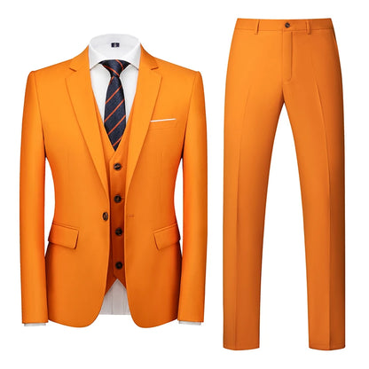 Costume vert clair pour Homme, 3 pièces (veste + pantalon + gilet), noir, gris, rouge, Terno Masculino, mode Slim, taille asiatique M-6XL