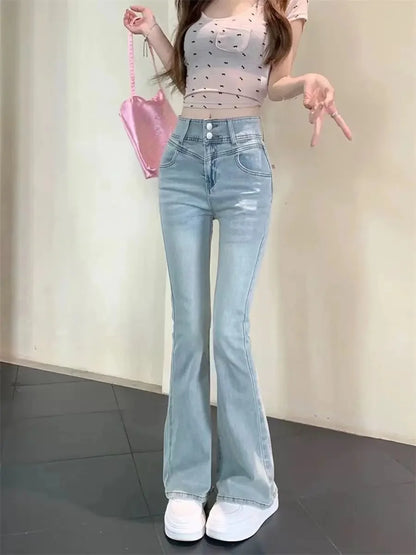 Jean rétro taille haute pour femmes, coupe Bootcut, avec nœud papillon, mode automne, pantalon Long de serrage, levage des fesses