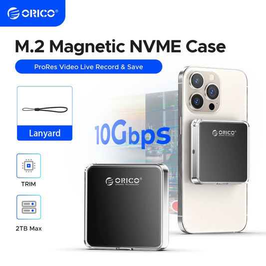 ORICO-Boîtier magnétique 2230 M.2 NVMe SSD 10Gbps, adaptateur externe M.2 vers USB Type C pour iPhone 15 Pro Max, ProRes, MacPle