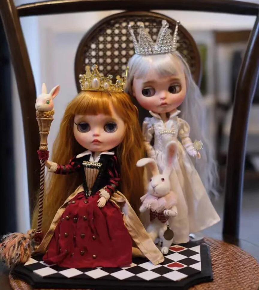 1 ensemble de robes de style princesse Blythe/landoudou en soie Red Queen, Peach Queen (convient pour azone,Pullip,Ob22,24,26, Licca)