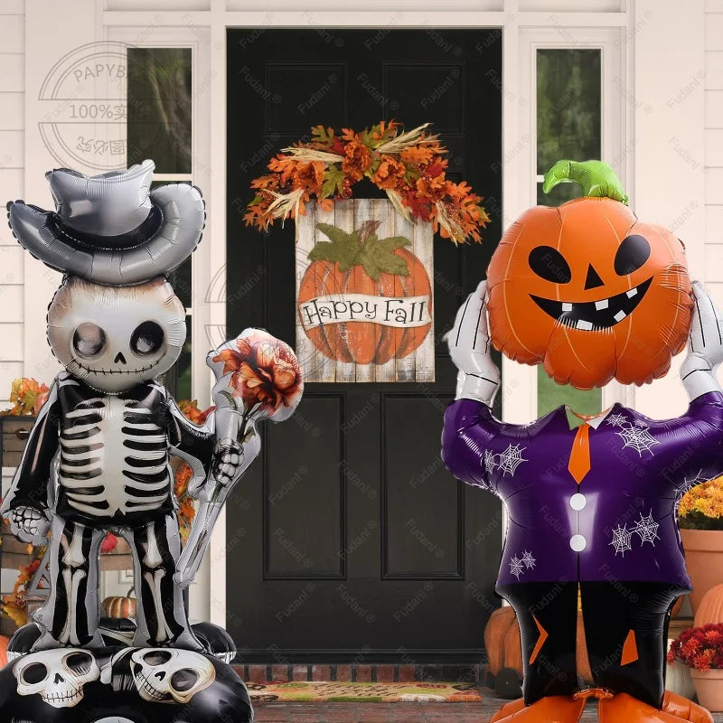 Ballon d'halloween géant fantôme citrouille crâne château Film d'aluminium ballon debout pour Halloween fête cour jardin décor effrayant