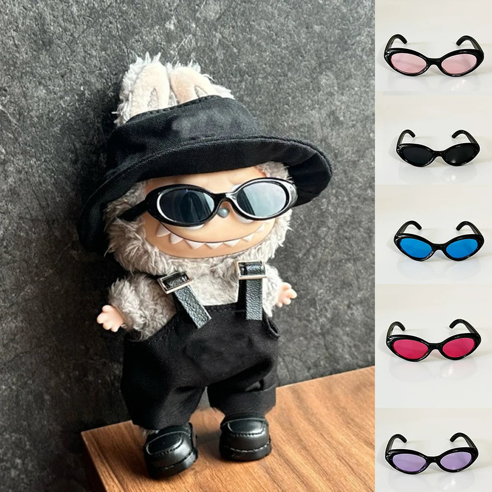Lunettes de soleil ovales pour poupées en peluche Labubu Kpop idole, accessoires de poupée en plastique à la mode, lunettes mignonnes de décoration