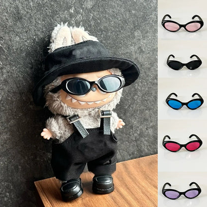 Lunettes de soleil ovales pour poupées en peluche Labubu Kpop idole, accessoires de poupée en plastique à la mode, lunettes mignonnes de décoration