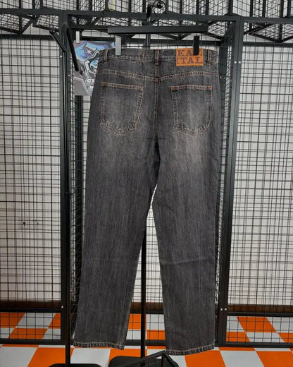 Streetwear Vintage bijou strass jean Y2K vêtements hommes femmes Hip Hop lavé Baggy jean taille basse pantalon à jambes larges