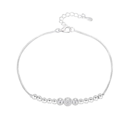 Bracelet de cheville boule ronde perlée pour femme, argent regardé JO925, perles conviviale rées, bracelets de cheville à breloques, cadeau de bijoux, nouvelle mode