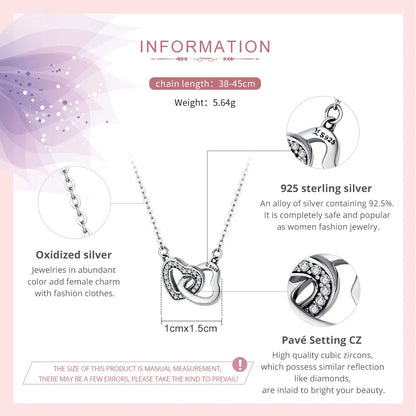 BAMOER 925 en argent Sterling connecté coeur pendentif collier pour petite amie saint valentin cadeau bijoux fins SCN181