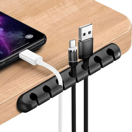 Enrouleur de câble USB en silicone, clips de gestion bien rangés