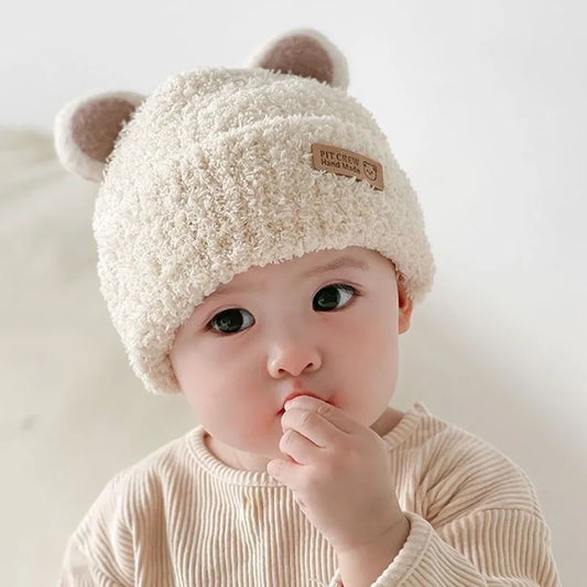 Bonnets de protection des oreilles pour bébés garçons et filles, chapeaux pour tout-petits, bonnet chaud pour bébé, chapeaux en laine douce pour enfants, mignons, hiver