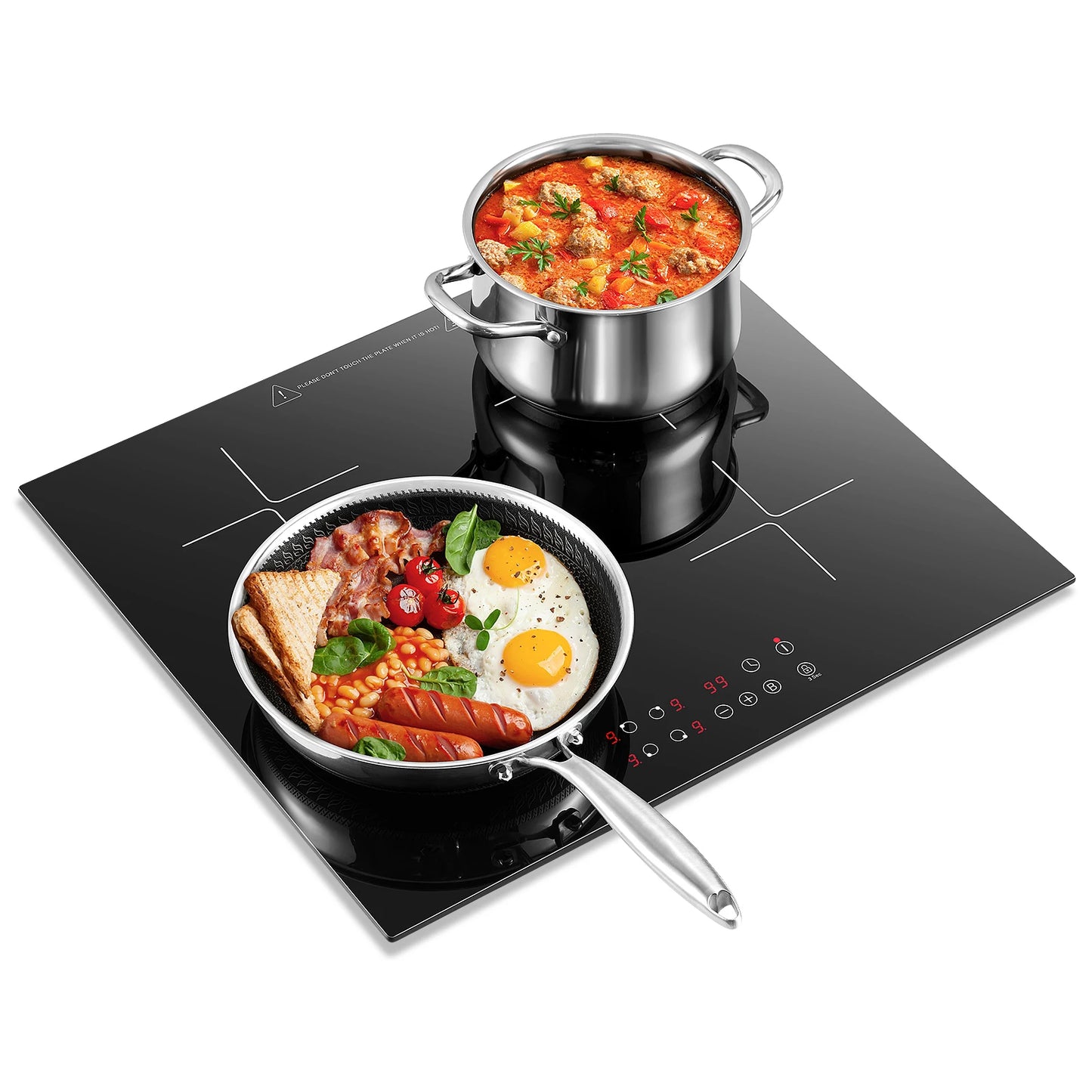 KICHPOWER-Table de cuisson à induction, 4 plaques, fonctionnement tactile, minuterie 1-99 min, 60 cm