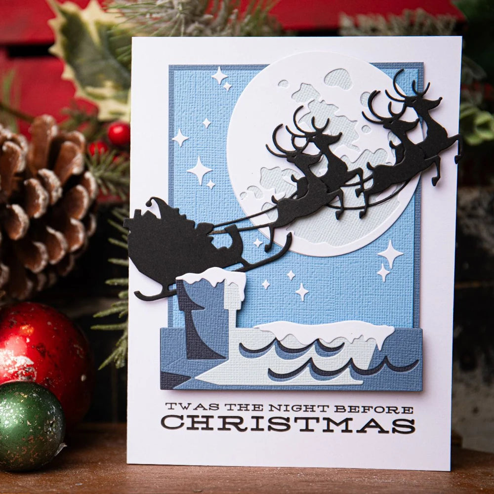 Matrices de découpe en métal, traîneau de renne de noël, JOY of NOEL, pour bricolage, artisanat de Scrapbooking, fabricant de cartes, modèle de gaufrage d'album Photo