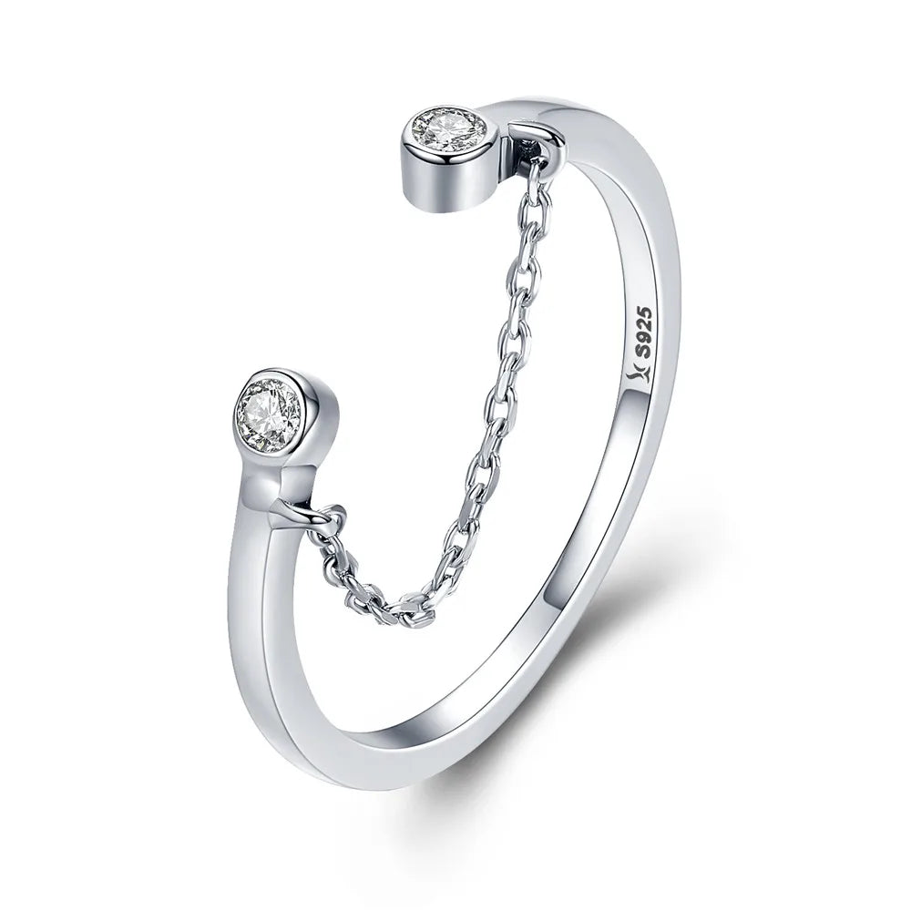 WOSTU-Bagues ajustables en argent regardé 925 pour femme, bijoux originaux empilables, taille ouverte