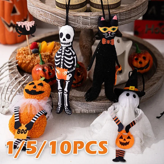 Pendentif décoratif suspendu pour Halloween, citrouille, chat noir, fantôme, crâne, ornement pour fête, jour des morts, décoration d'halloween pour la maison