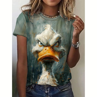T-shirt manches courtes col ras du cou pour femme, vêtement surdimensionné, décontracté, imprimé chien, 3d, à la mode, été