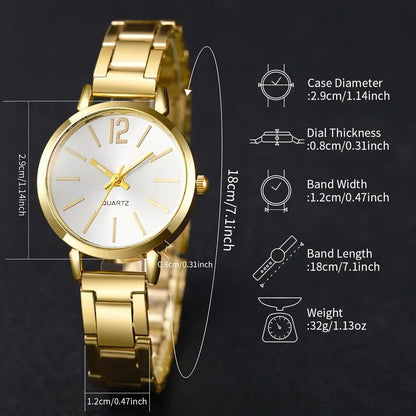 Montres dorées coeur Bracelet à breloques 2 pièces ensemble mode