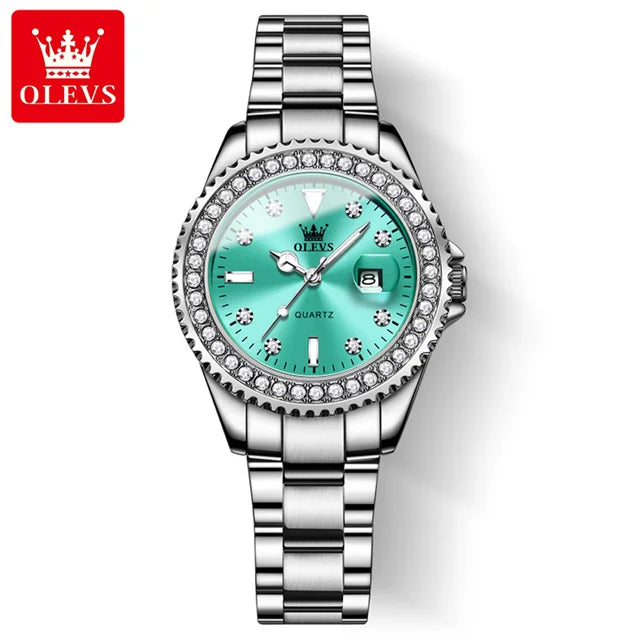 OLEVS 9945 Original diamant montre à Quartz pour femmes  élégant montres en acier inoxydable étanche femmes montres