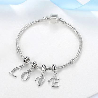 925 argent Sterling breloque perle Vintage Alphabet A-Z lettre pendentif breloques ajustement marque Bracelets colliers femmes bijoux à bricoler soi-même