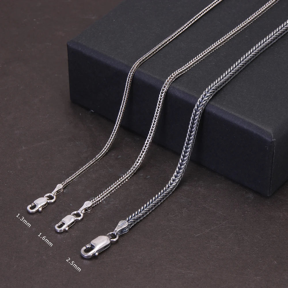 Collier en argent Sterling 925 pur pour femmes et hommes, chaîne Vintage sétaire 1.6mm rétro solide