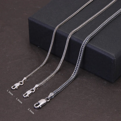 Collier en argent Sterling 925 pur pour femmes et hommes, chaîne Vintage sétaire 1.6mm rétro solide