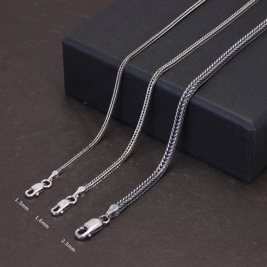 Collier en argent Sterling 925 pur pour femmes et hommes, chaîne Vintage sétaire 1.6mm rétro solide