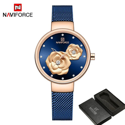 NAVIFORCE-Montre-bracelet  en maille pour femme, bracelet en acier inoxydable,