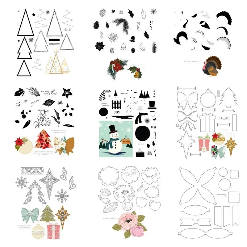Timbres transparents de vacances de Noël, matrices de découpe, papier de scrapbooking, houx exécutif, décoration de boîte-cadeau, cadres, artisanat de cartes