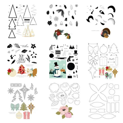 Timbres transparents de vacances de Noël, matrices de découpe, papier de scrapbooking, houx exécutif, décoration de boîte-cadeau, cadres, artisanat de cartes