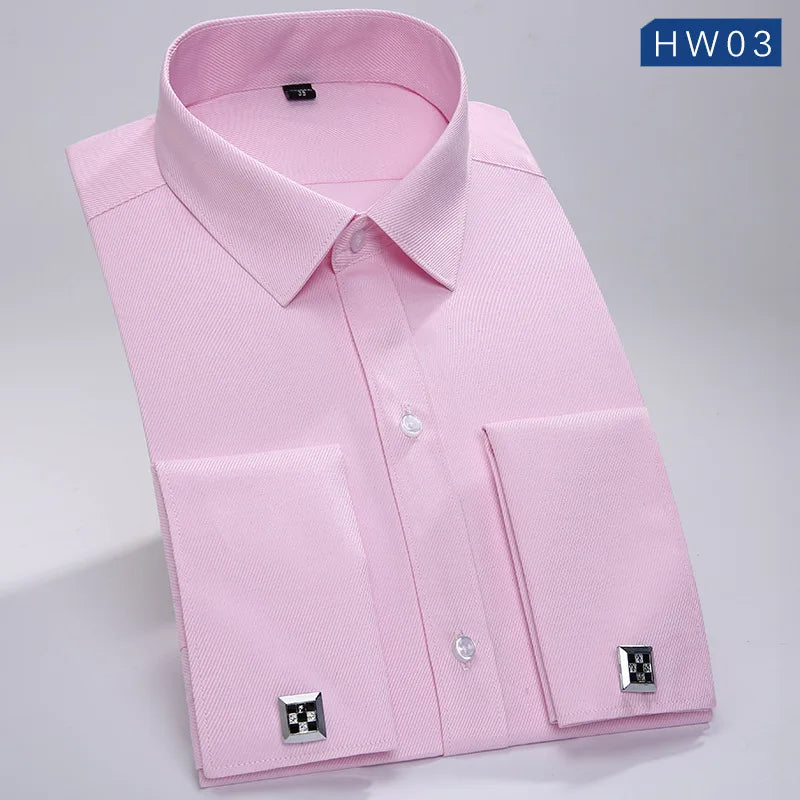 Chemise de Smoking à Manches sulfpour Homme, Tenue Décontractée, Coupe Cintrée, Couleur Unie, Document Français, Qualité