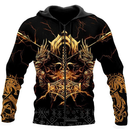 Sweat à capuche à fermeture éclair pour hommes, imprimé croix de jésus en 3D, dieu, Cool, Harajuku, chevaliers templiers, pull à manches longues pour hommes, nouvelle collection automne et hiver