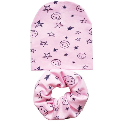 Chapeau en coton imprimé étoile pour bébé, casquette pour tout-petits, écharpe pour bébé, bonnet pour enfants, chapeaux pour garçons et filles, automne et hiver