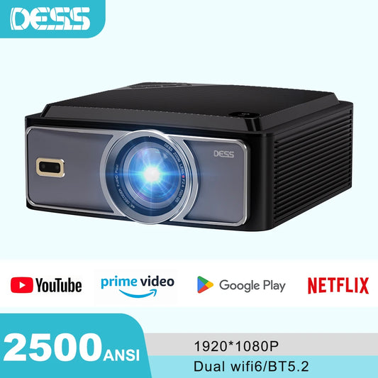 DESS projecteur Full HD 4K 1080P 2500NASI double bande Wifi 6 BT5.2 projecteur Portable bureau maison Android cinéma projecteur intelligent 3D