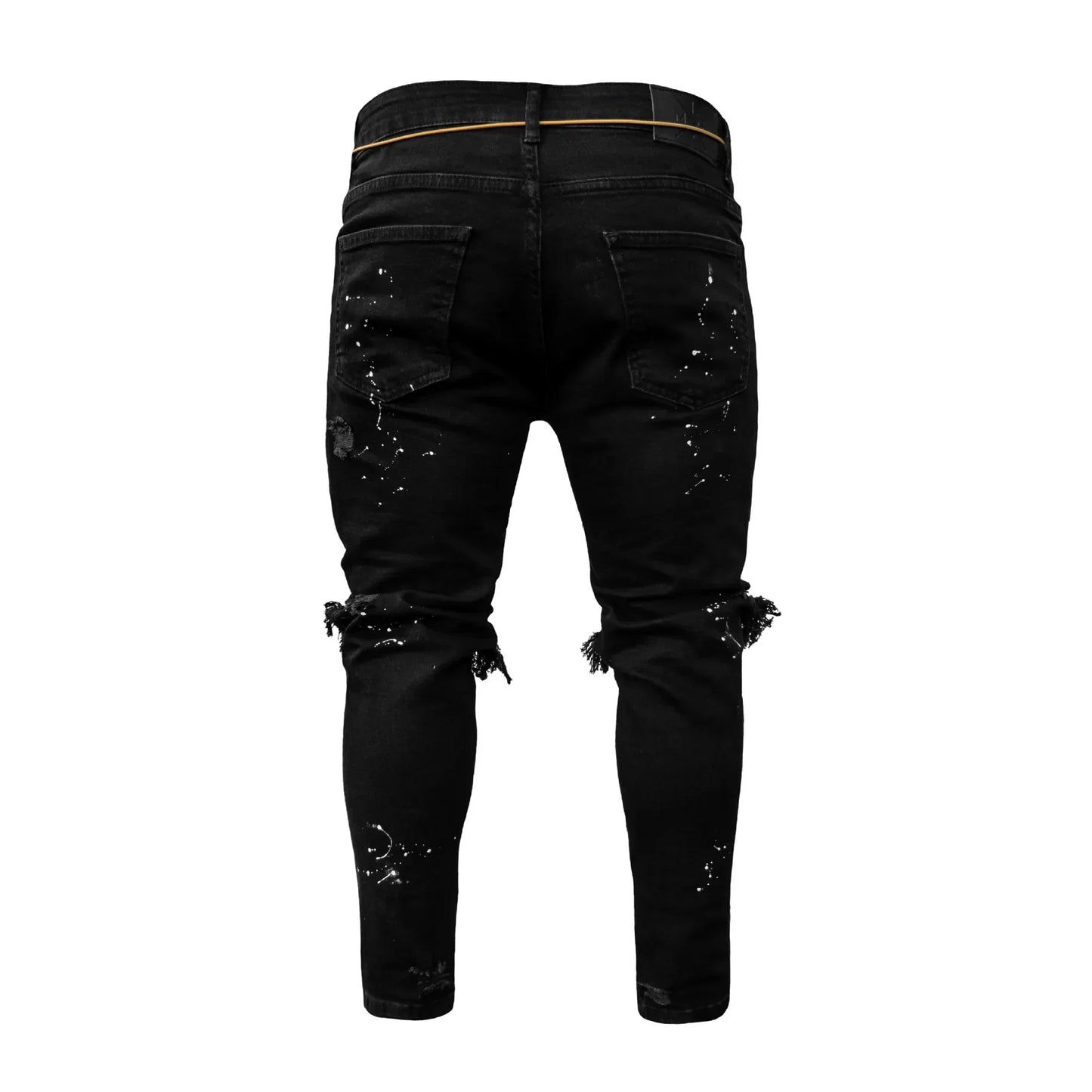 Jean Long en Denim pour Homme, Pantalon Crayon, Trou, Épissure, Simple, Coupe Slim, Fermeture Éclair, Lacets, Serré, Taille Droite, FJM, Automne