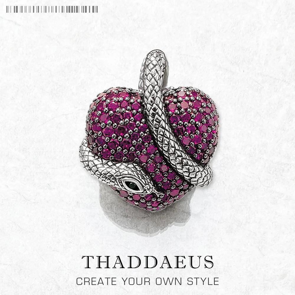 Pendentif serpent avec cœur, bijoux d'amour à la mode, en argent Sterling 925, accessoire Vintage, cadeau pour femmes