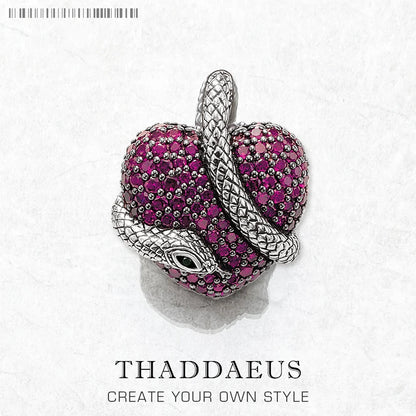 Pendentif serpent avec cœur, bijoux d'amour à la mode, en argent Sterling 925, accessoire Vintage, cadeau pour femmes