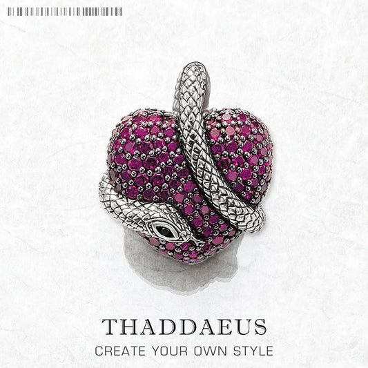 Pendentif serpent avec cœur, bijoux d'amour à la mode, en argent Sterling 925, accessoire Vintage, cadeau pour femmes