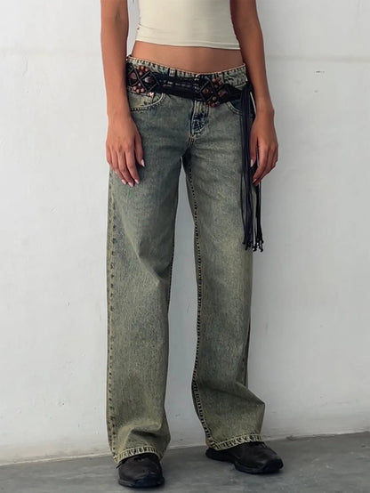 Jean à jambes droites pour femmes, haute qualité, quatre saisons, nouvelle mode, ample, taille basse, jambes larges, décontracté, sans élastique