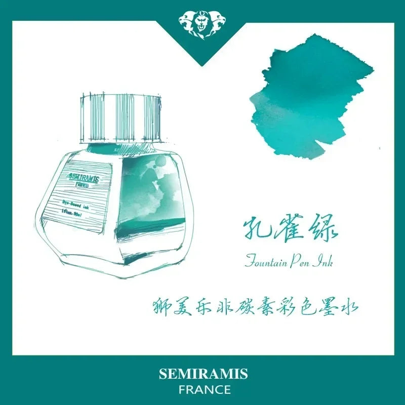 SEMIRAMIS 25 couleurs 30 ml  encre stylo plume sans carbone