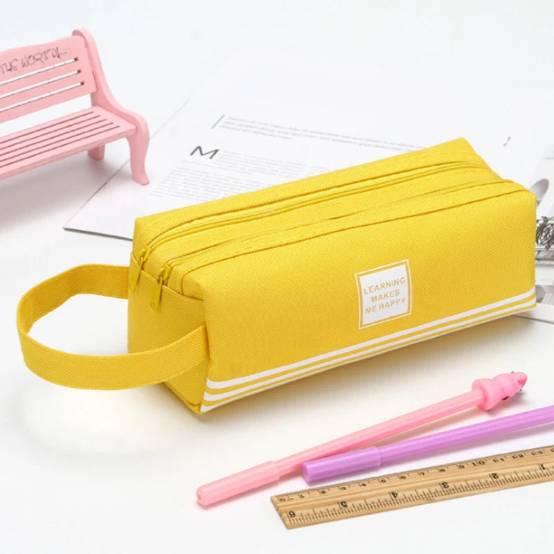 Sac à crayons en toile de grande capacité,
