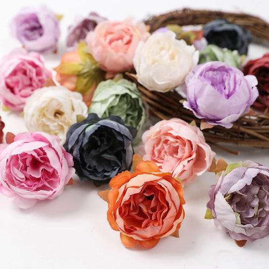 Têtes de pivoine artificielles en soie, 5 pièces, 5cm, fleurs artificielles, décoration de mariage, maison, couronne, Scrapbook, boîte-cadeau, fleur, artisanat fait à la main